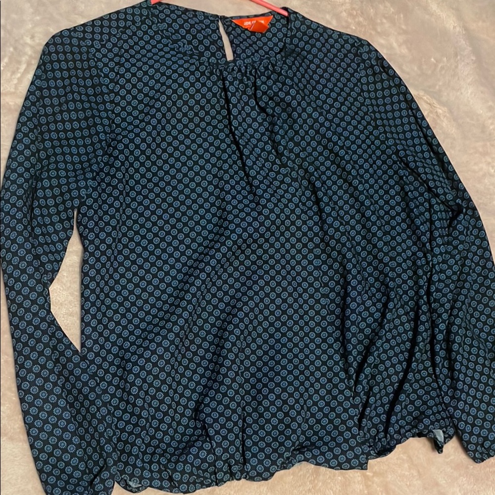 Multicolored Blouse with Long Sleeves and Flowing Fit